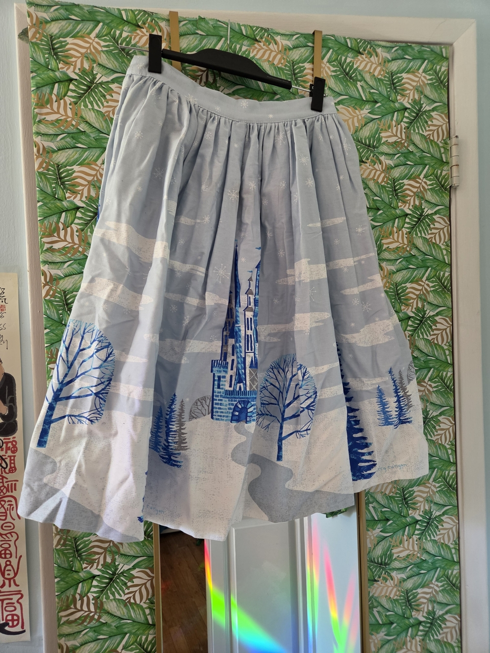 Pinup Couture Blue Winter Castle Print Full Skirt